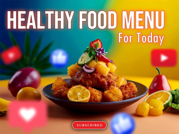 PSD restaurant food menu youtube video thumbnail or web banner template