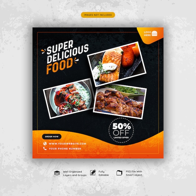 Restaurant food social media post banner templatePremium Psd