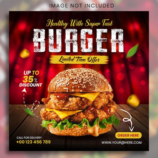 Restaurant Food social media promotion and Instagram banner post design template