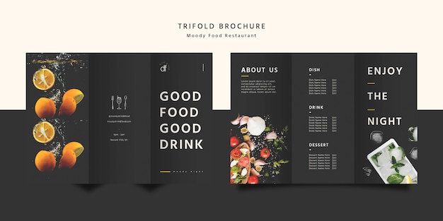 PSD restaurant food trifold brochure