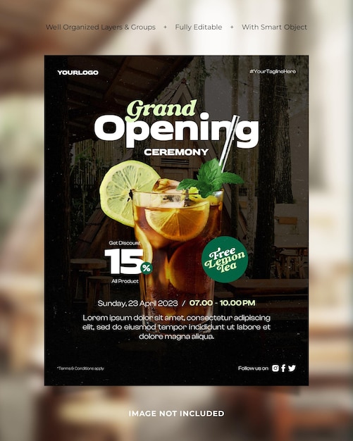 Restaurant Grand Opening Poster for Instagram Post Template