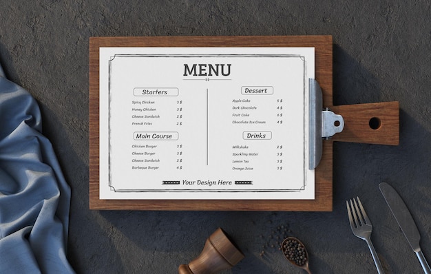 Restaurant menu mockup