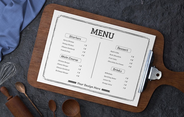 PSD restaurant menu mockup