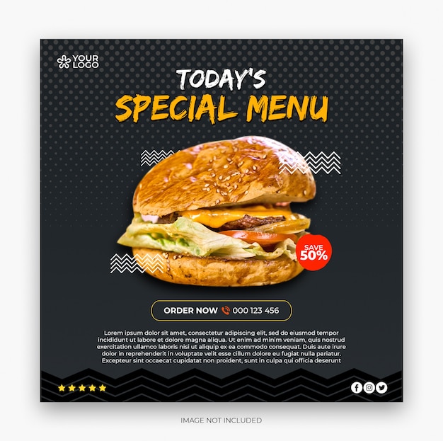 Restaurant menu square banner