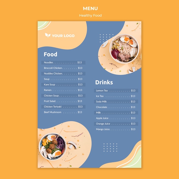 PSD restaurant menu template concept