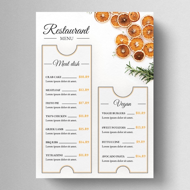 PSD restaurant menu template