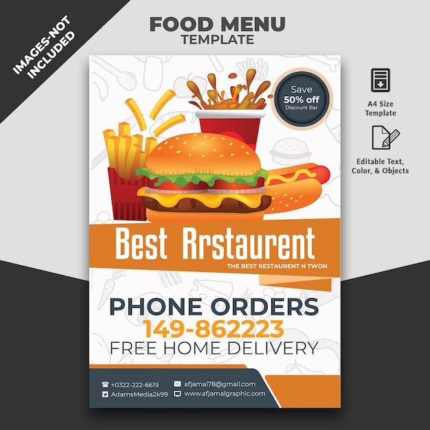 PSD restaurant menu