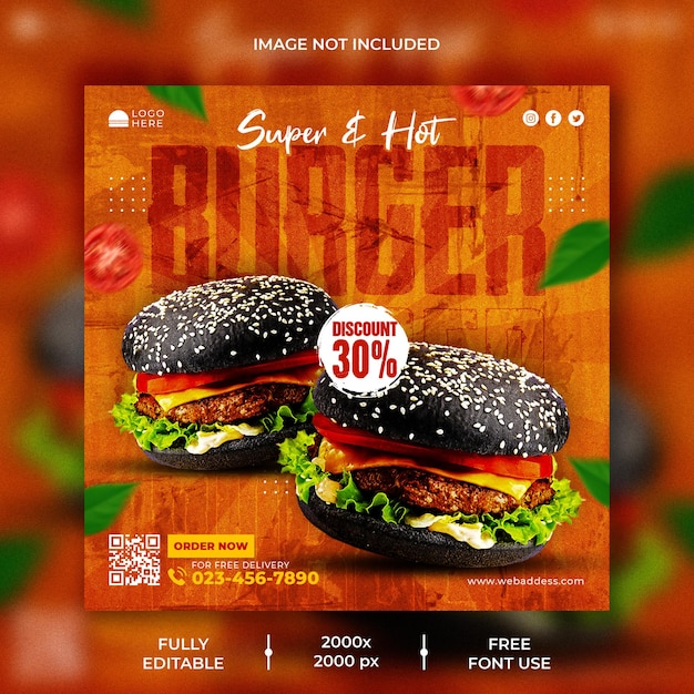 Restaurant social media post or square flyer design