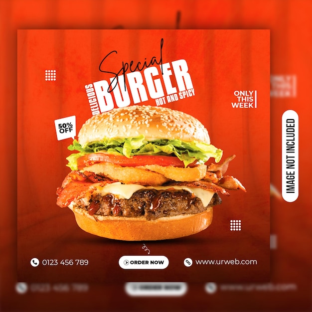 Restaurant special fast food burger social media post design template premium PSD premium PSD