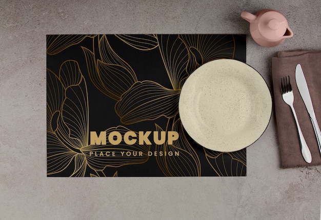 Restaurant table arrangement with placemat mock-up