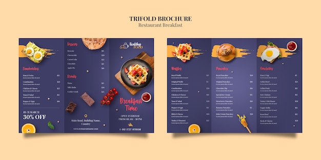 Restaurant trifold brochure template