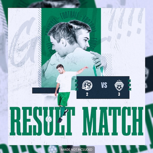 Result match soccer social media flyer banner