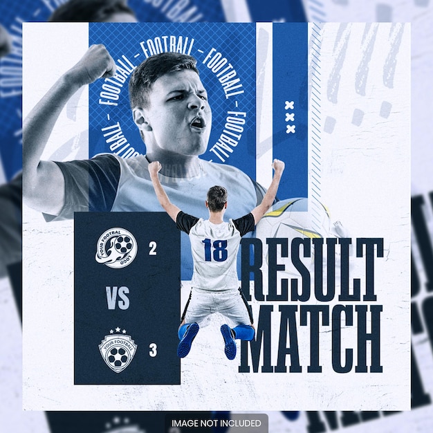 Result match soccer social media flyer banner