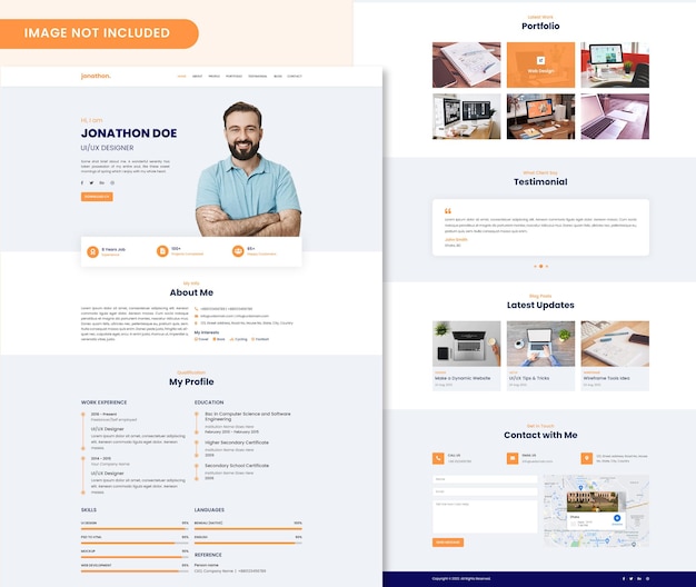 Resume CV Portfolio Landing Page Design