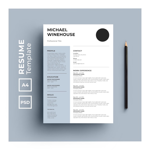 Resume template with minimalist design