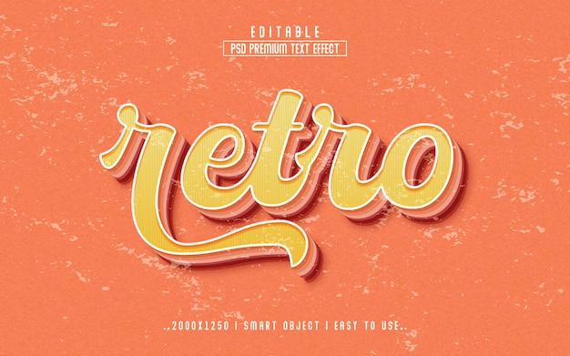 Retro 3D Editable Psd Text Effect Style