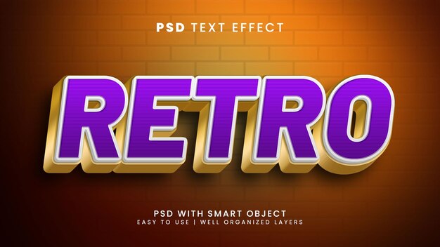 Retro 3d editable text effect with vintage and old text style