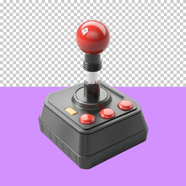 Retro arcade joystick game asset isolated object transparent background