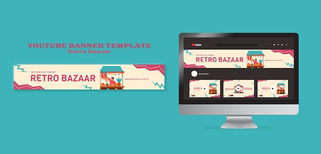 Retro bazaar youtube banner template