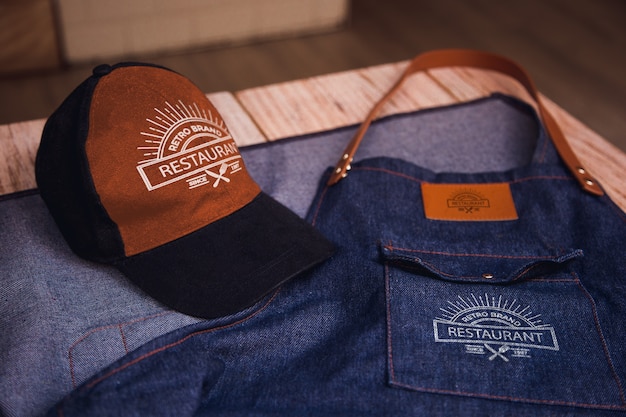 Retro brand restaurant cap and apron