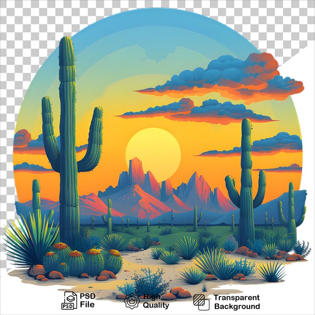 retro cactus tshirt design vector isolated on transparent background