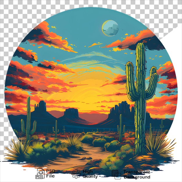 retro cactus tshirt design vector isolated on transparent background