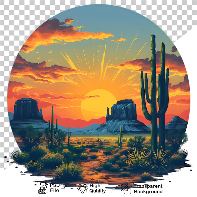 retro cactus tshirt design vector isolated on transparent background