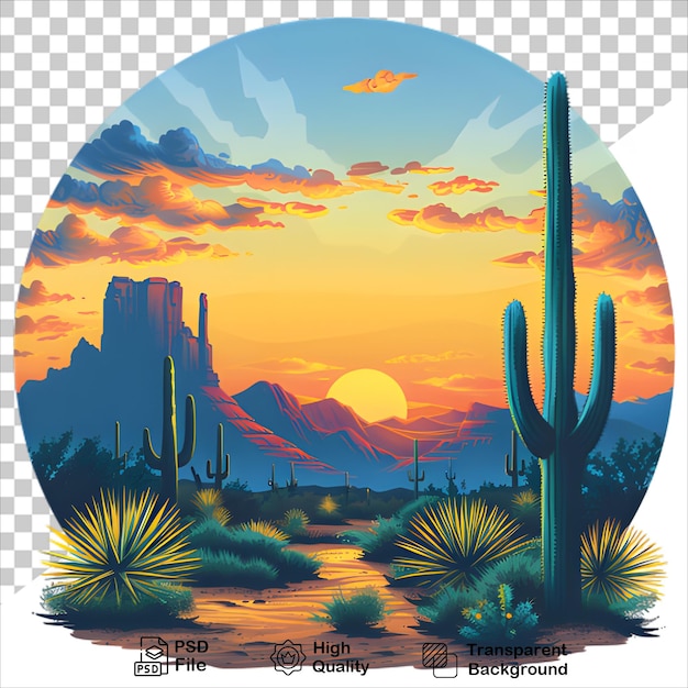 retro cactus tshirt design vector isolated on transparent background