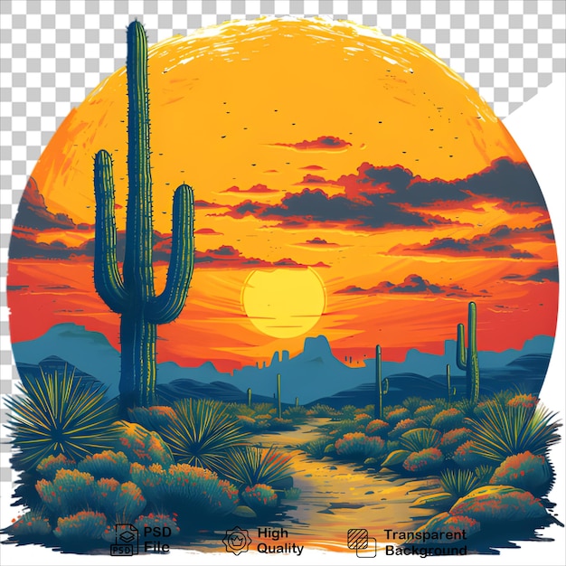 retro cactus tshirt design vector isolated on transparent background