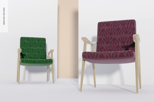 Retro Chairs Mockup, Low Angle View