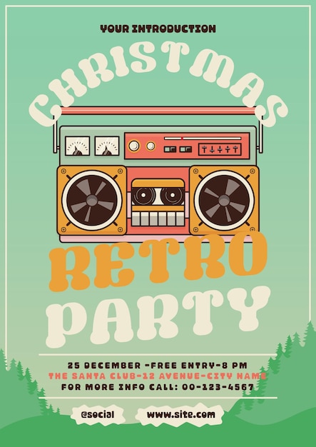 Retro Christmas Party Flyer Template