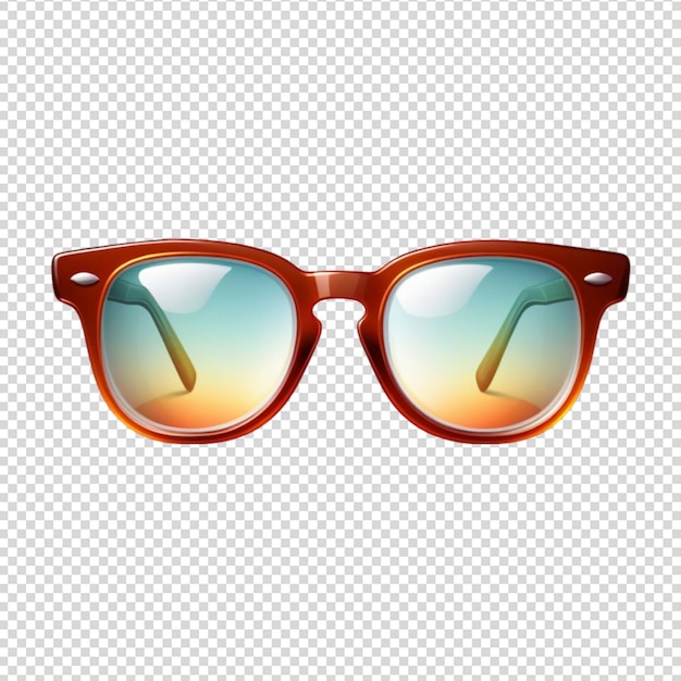 Retro color glasses with translucent lens isolated on transparent background