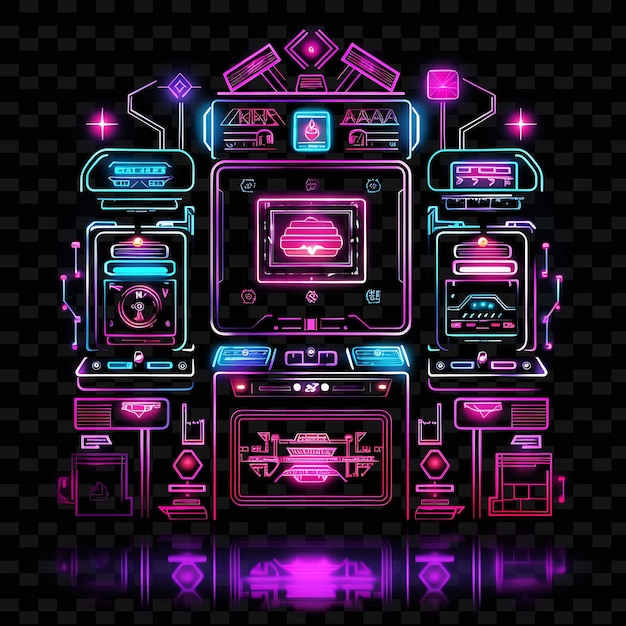 Retro Cyberpunk Vibrant Neon Lines Old School Arcade Machine Shape Y2K Neon Light Art Collections