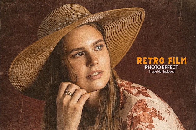 Retro film old photo effect template