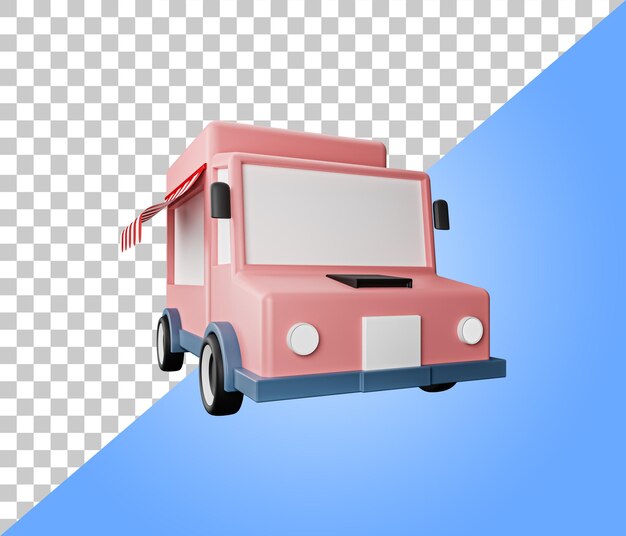 Retro Food delivery van icon. Food delivery truck. Street food van. 3d rendered illustration