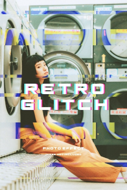 PSD retro glitch photo effect