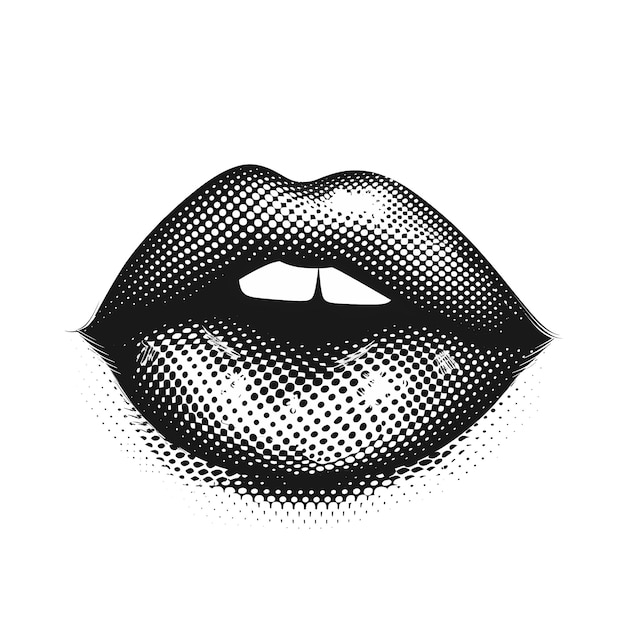 retro halftone vector abstract female lips