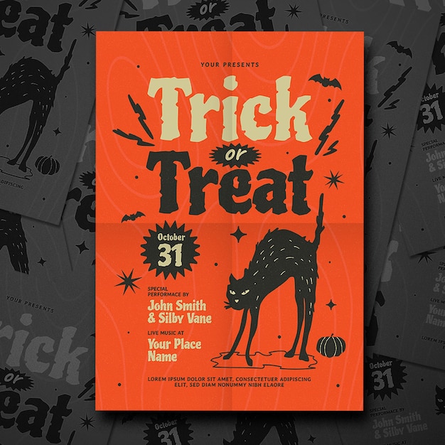 Retro halloween Trick Or Treat Event Flyer