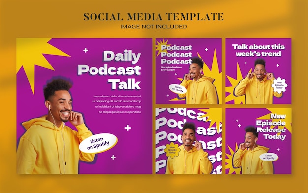 Retro Podcast social media banner and instagram post template