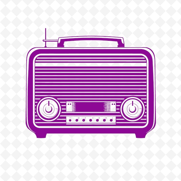 a retro radio with a purple background