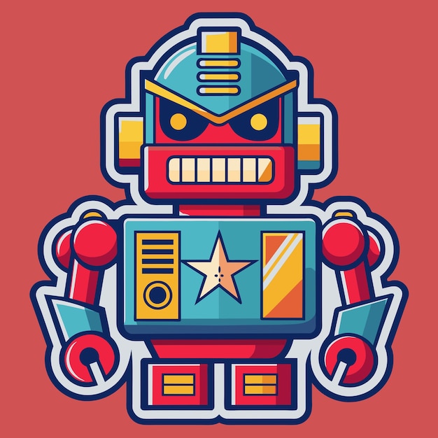 PSD retro robo revival groovy sticker revolution in cartoon couture