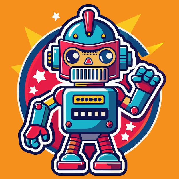 PSD retro robo revival groovy sticker revolution in cartoon couture