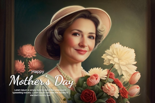 Retro style mothers day PSD design template