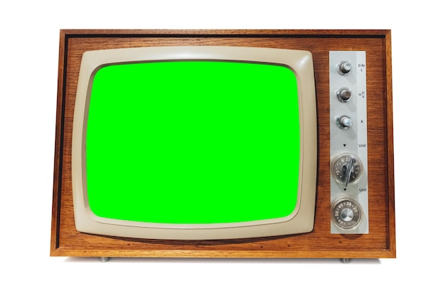 PSD retro tv on white background with chromakey screen