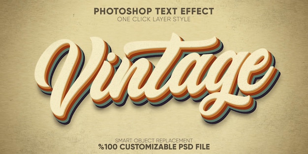 Retro, vintage text effect 70s and 80s text style template