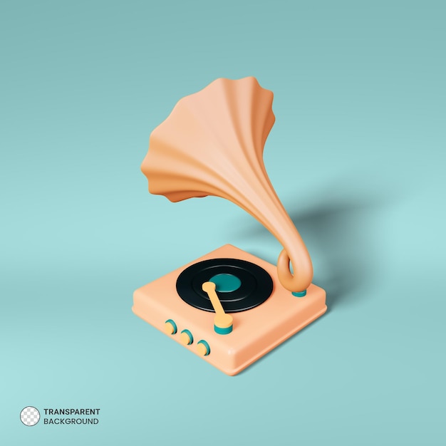 Retro Vinyl Disk Gramophone icon isolated 3d render illustration