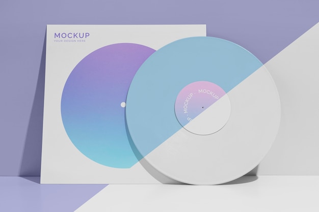 Retro vinyl disk with abstract packaging mock-up