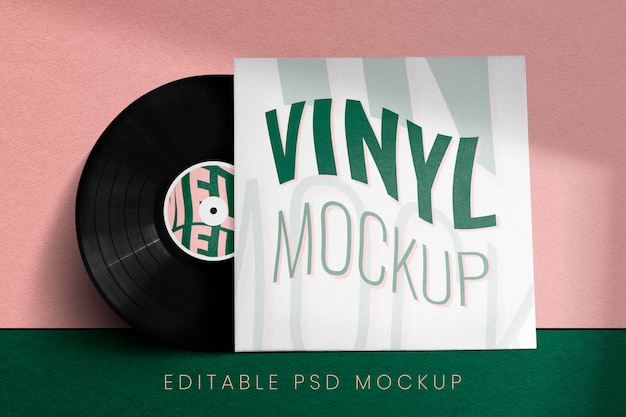 Retro vinyl record cover mockup