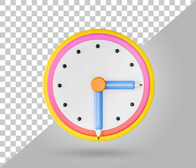 PSD retro wall clock isolated on blue background concept of time analog clock 3d rendered