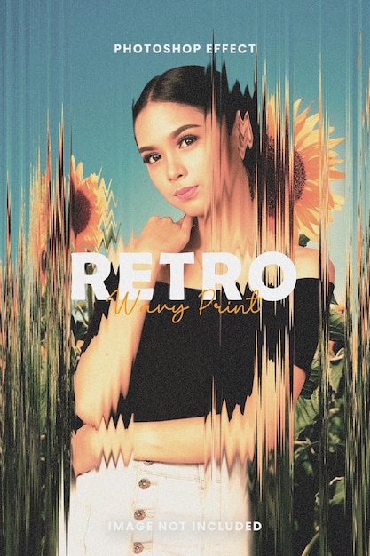 retro wavy print photo effect